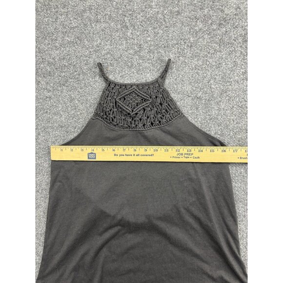 Billabong Halter Tank Top Womens Small Gray Macrame Crochet High Neck Boho Surf - Picture 2 of 5